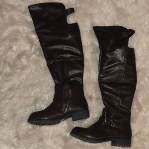 Dark brown knee high boots